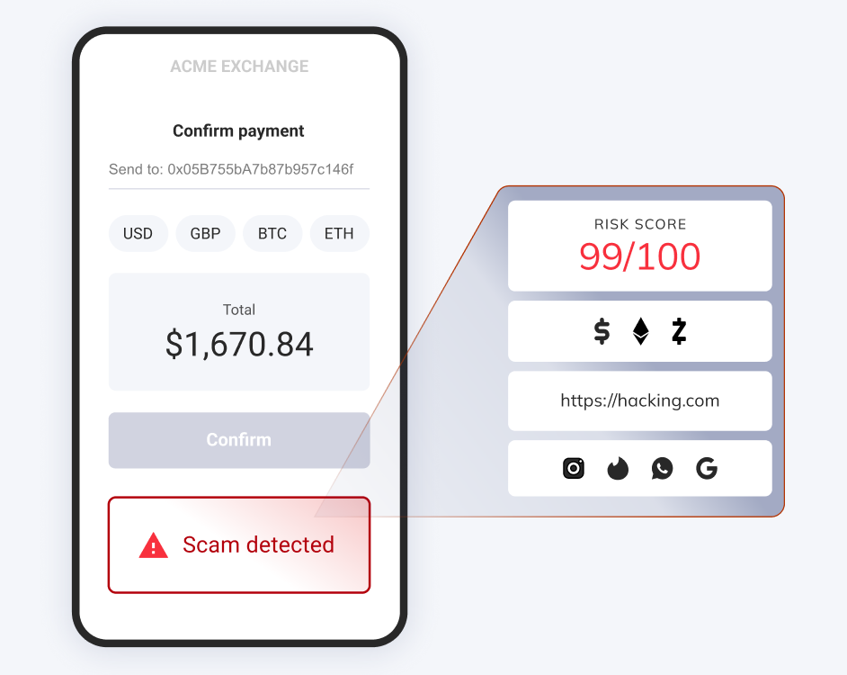 Protect customers from fraudulent payments interface
