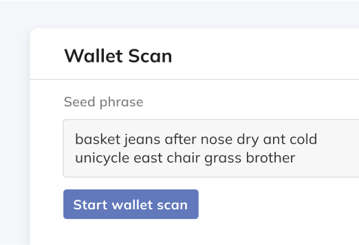 Wallet Scan form preview